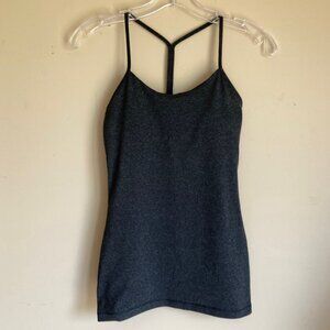 Lululemon Gray Stretch Racerback Tank Sz 2 Athletic Tank Top Power Built in Bra